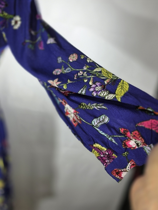 Maeve Anthropologie Maplewood Blue Floral Long Sleeve Button Front Dress XS - Picture 4 of 7